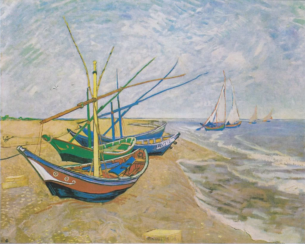 1024px-Van_Gogh_-_Fischerboote_am_Strand_von_Saintes-Maries1_0 Рыбацкие лодки на пляже в Сент-Мари